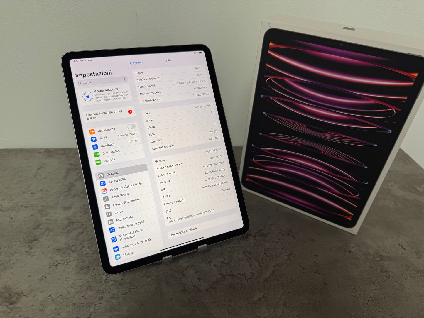 iPad Pro 4gen. (2022) 11”, M2, 128GB WIFI+5G Grigio