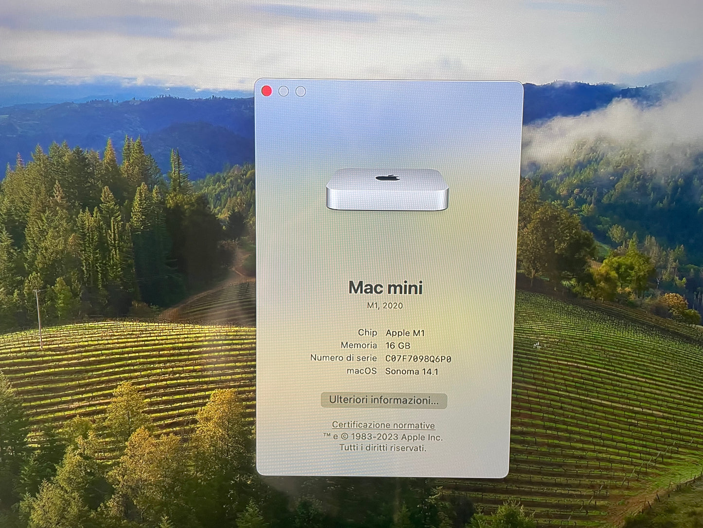 Mac Mini 2020 M1 512GB SSD 16GB RAM Argento