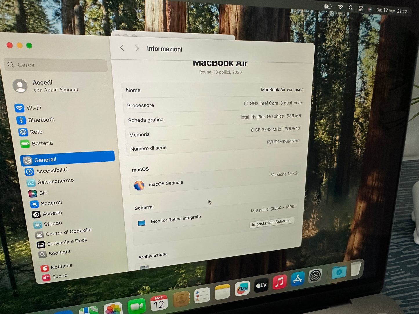 MacBook Air (2020) [13,3", Retina, Intel Core i5 1,1GHz, 8GB RAM, 256GB SSD, Intel Iris Plus Graphics, macOS] grigio