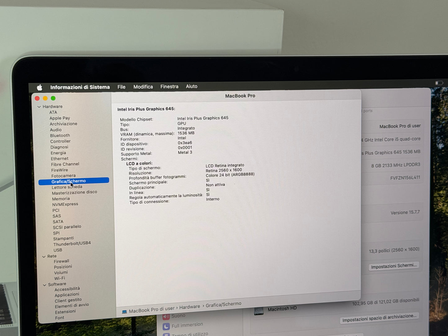 MacBook Pro (2019) [13,3", Touch Bar, Intel Core i5 1,4GHz, 8GB RAM, 128GB SSD, Intel Iris Plus Graphics 645, Mac OS X] argento