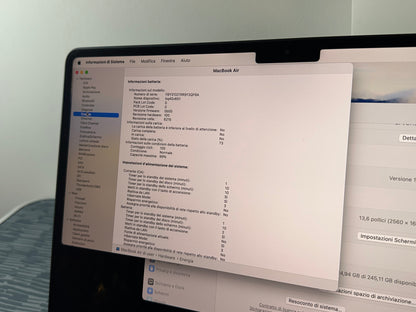 MacBook Air (2022) [13,6" Retina, M2 8 Core 3,2GHz, 8GB RAM, 256GB SSD, 8-CoreGPU, macOS] mezzanotte