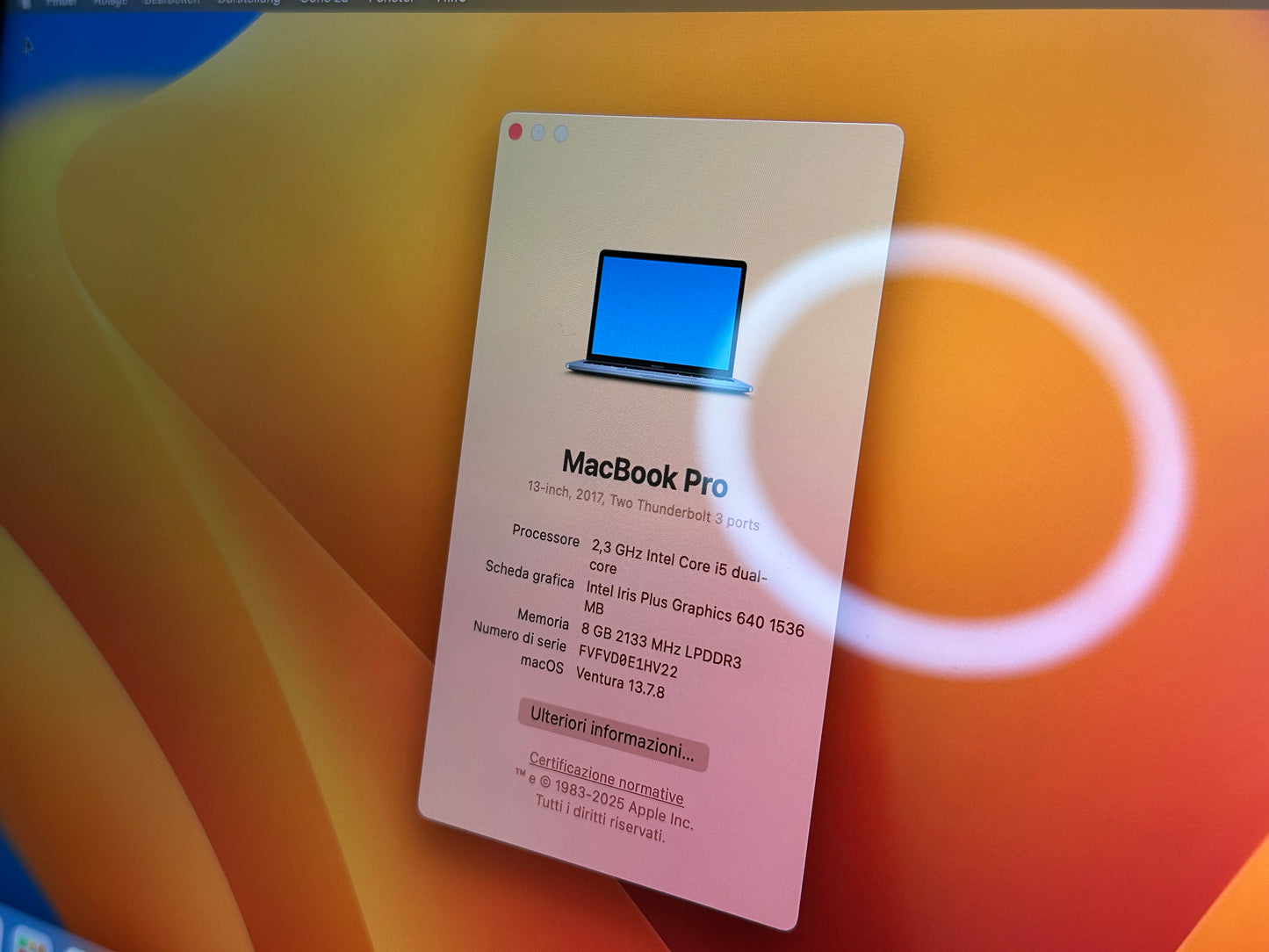 MacBook Pro (2017) [13,3", Intel Core i5 2,3GHz, 8GB RAM, 128GB SSD, Intel Iris Plus Graphics 640, macOS] Grigio