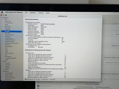 MacBook Air (Mid 2018) [13,3", Retina, Intel Core i5 1,6GHz, 8GB RAM, 128GB SSD, Intel UHD Graphics 617, macOS] Grigio