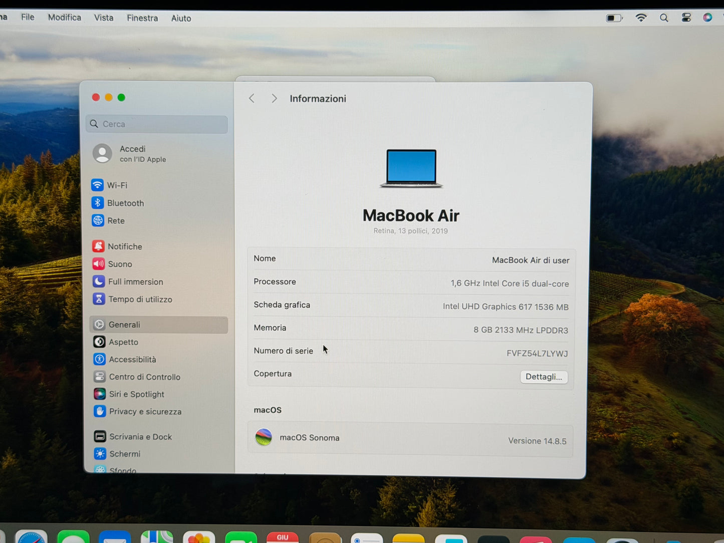 MacBook Air (Mid 2019) [13,3", Retina, Intel Core i5 1,6GHz, 8GB RAM, 128GB SSD, Intel UHD Graphics 617, macOS] argento