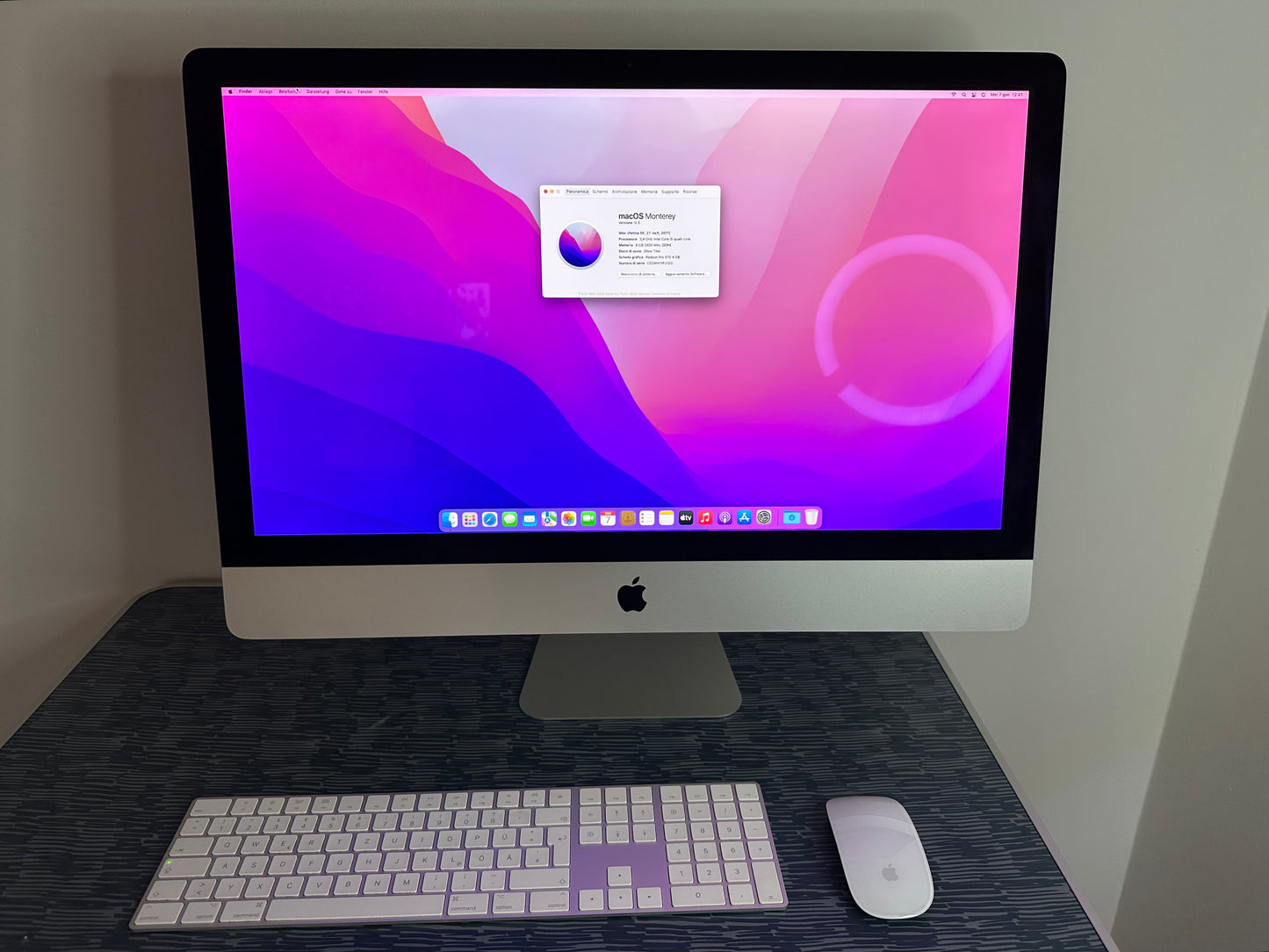iMac (Mid 2017) [27", 5K, Retina, Intel Core i5 3,4GHz, 8GB RAM, 1TB Fusion Drive + 32GB SSD, AMD Radeon Pr0 570, macOS] argento
