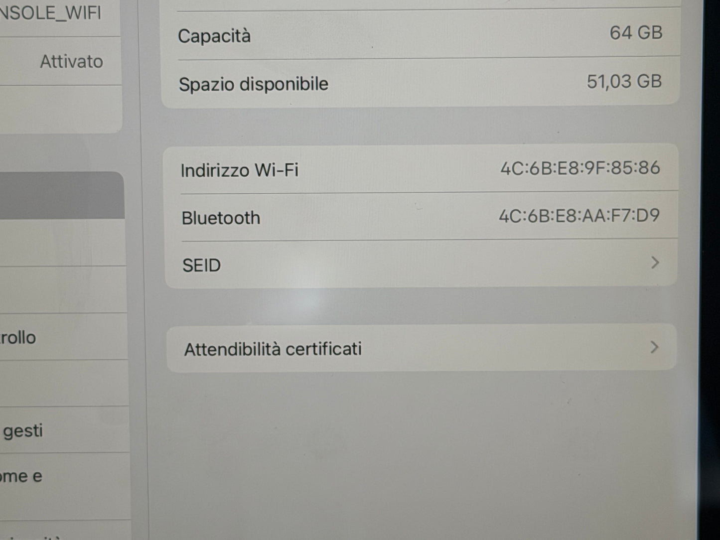 iPad Air 3 (2019) 10.5” 64GB WI-FI Grigio