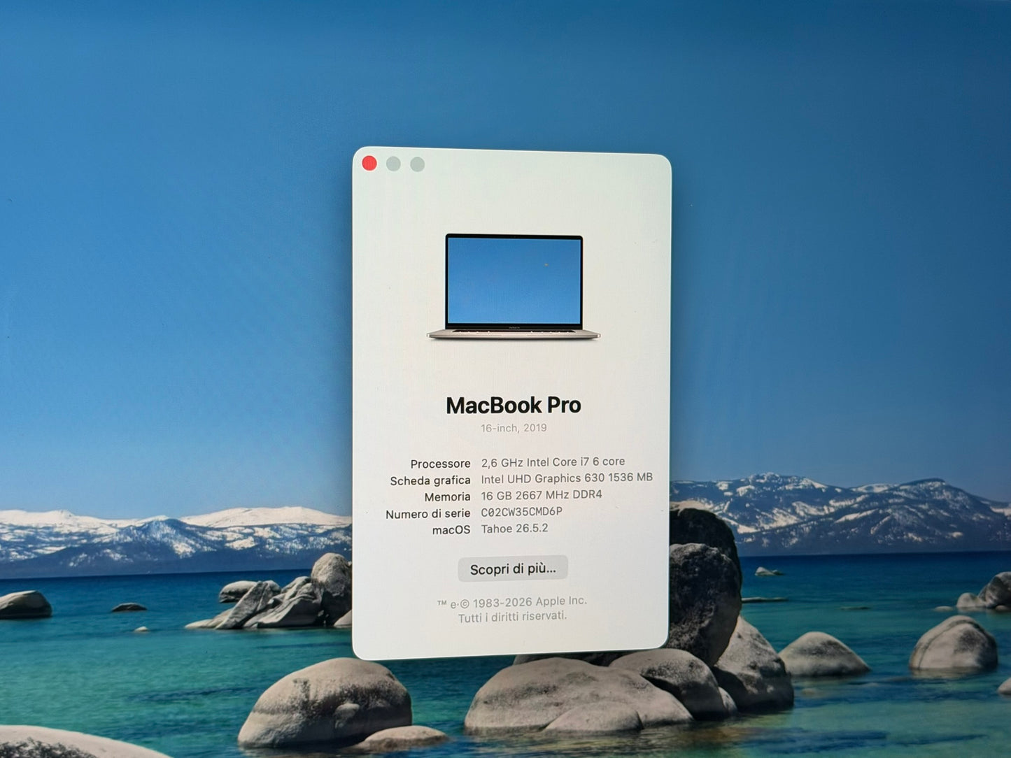 MacBook Pro (2019) [16", Touch Bar, Intel Core i7 2, 6GHz, 16GB RAM, 512GB SSD, Intel UHD Graphics 630 + AMD Radeon Pro 5300M, Mac OS] argento