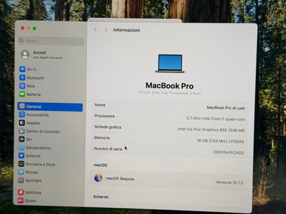 MacBook Pro (2018) [13,3", Touch Bar, Intel Core i7 2,7GHz, 16GB RAM, 256GB SSD, Intel Iris Graphics 655, macOS] Grigio