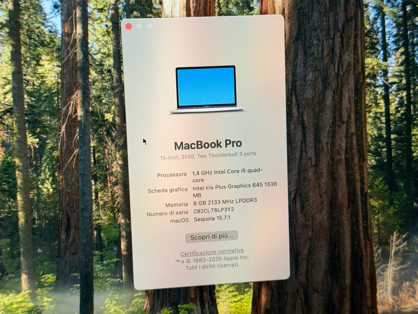MacBook Pro (2020) [13,3", Touch Bar, Intel Core i5 1,4GHz, 8GB RAM, 512GB SSD, Intel Iris Plus Graphics 645, macOS] argento