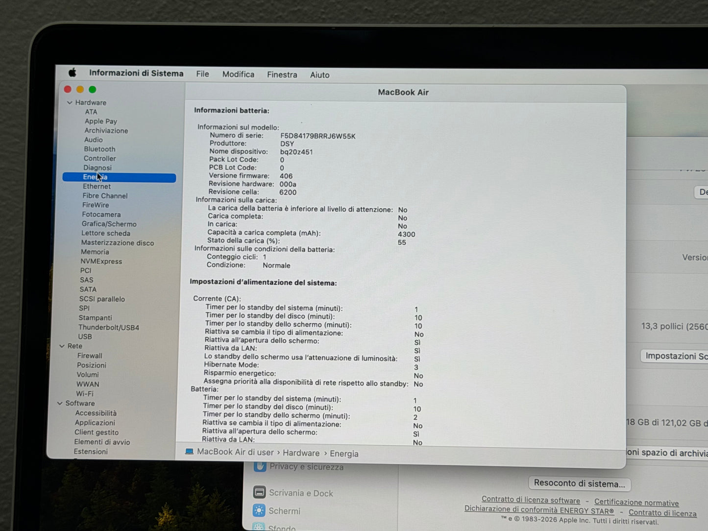 MacBook Air (Mid 2019) [13,3", Retina, Intel Core i5 1,6GHz, 8GB RAM, 128GB SSD, Intel UHD Graphics 617, macOS] argento