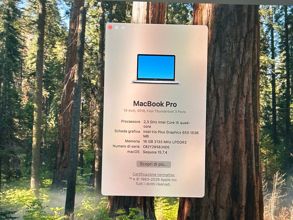 MacBook Pro (2018) [13,3", Touch Bar, Intel Core i5 2,3GHz, 16GB RAM, 512GB SSD, Intel Iris Plus Graphics 655, macOS] Grigio