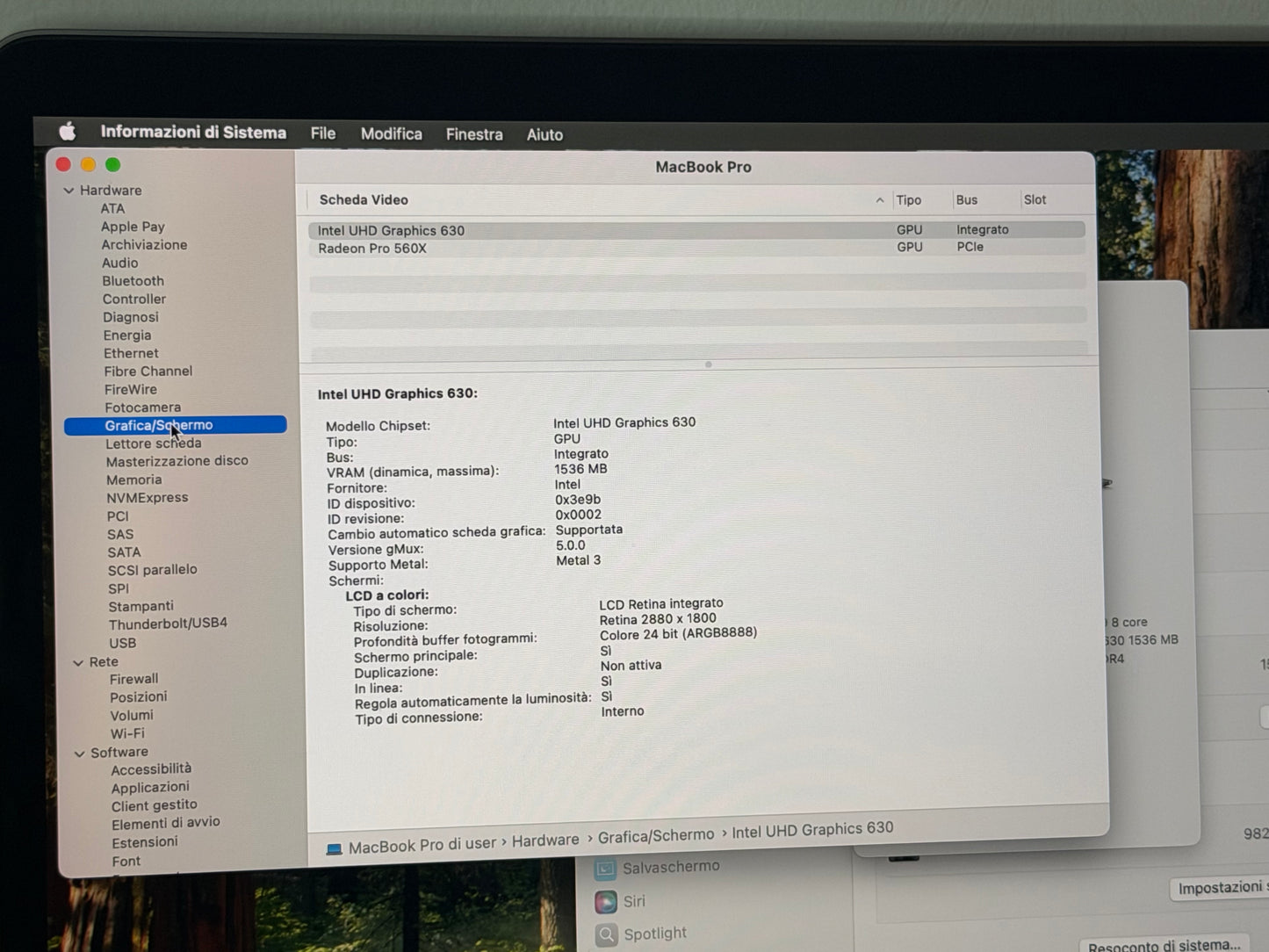 MacBook Pro (2019) [15,4", Touch Bar, Intel Core i9 2,3GHz, 32GB RAM, 1TB SSD, Intel UHD Graphics 630 + AMD Radeon Pro 560X, macOS] Grigio