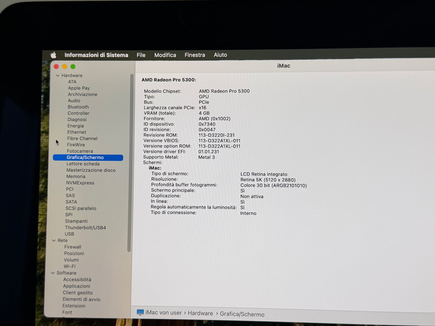 iMac (Mid 2020) [27", 5K Retina, Intel Core i5 3,1GHz, 8GB RAM, 256GB SSD, AMD Radeon Pro 5300, macOS] argento