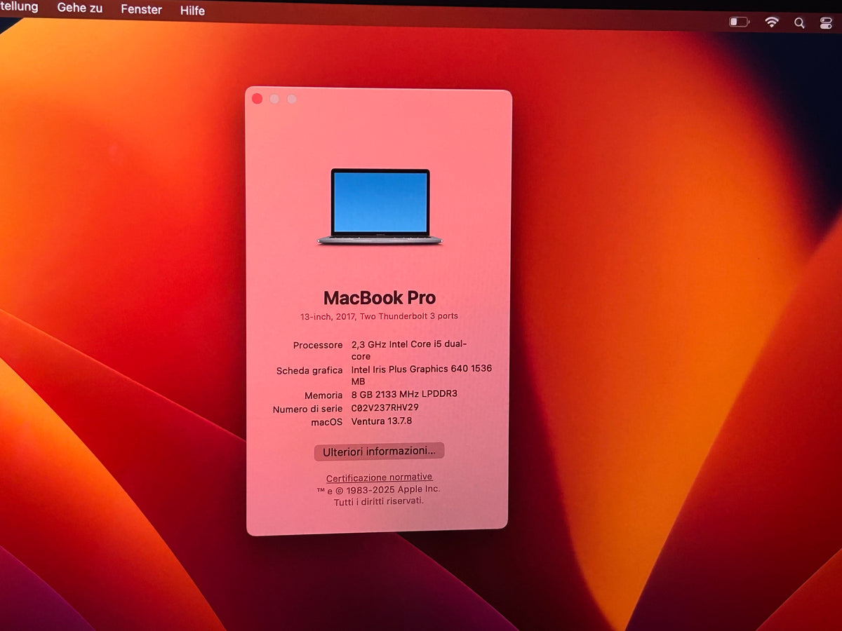 MacBook Pro (2017) [13,3", Intel Core i5 2,3GHz, 8GB RAM, 256GB SSD, Intel Iris Plus Graphics 640, macOS] grigio