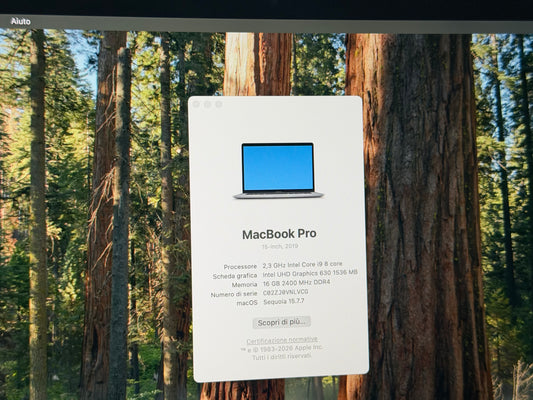 MacBook Pro (2019) [15,4", Touch Bar, Intel Core i9 2,3GHz, 16GB RAM, 512GB SSD, Intel UHD Graphics 630, Mac OS X] Grigio