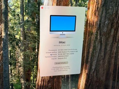 iMac (2020) [27", 5K Retina, Intel Core i5 3,1GHz, 16GB RAM, 256GB SSD, AMD Radeon PR0 5300 4GB, macOS] argento