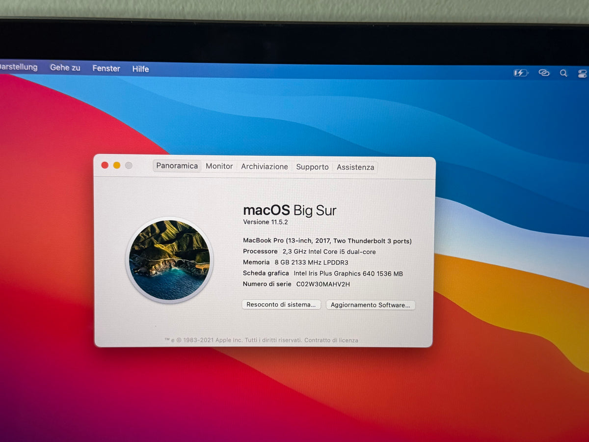 MacBook Pro (2017) [13,3", Intel Core i5 2,3GHz, 8GB RAM, 512GB SSD, Intel Iris Plus Graphics 640, macOS] Grigio