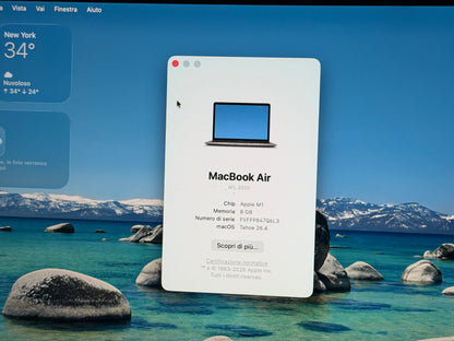 MacBook Air M1 (Late 2020) [13,3", Retina, Apple M1, 8GB RAM, 128GB SSD, Apple 7 Core, macOS] Grigio