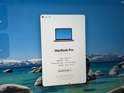 MacBook Pro (2020) M1 [13,3", Touch Bar, Apple M1 3,2GHz, 8GB RAM, 256GB SSD, Apple 8 Core, macOS] Grigio