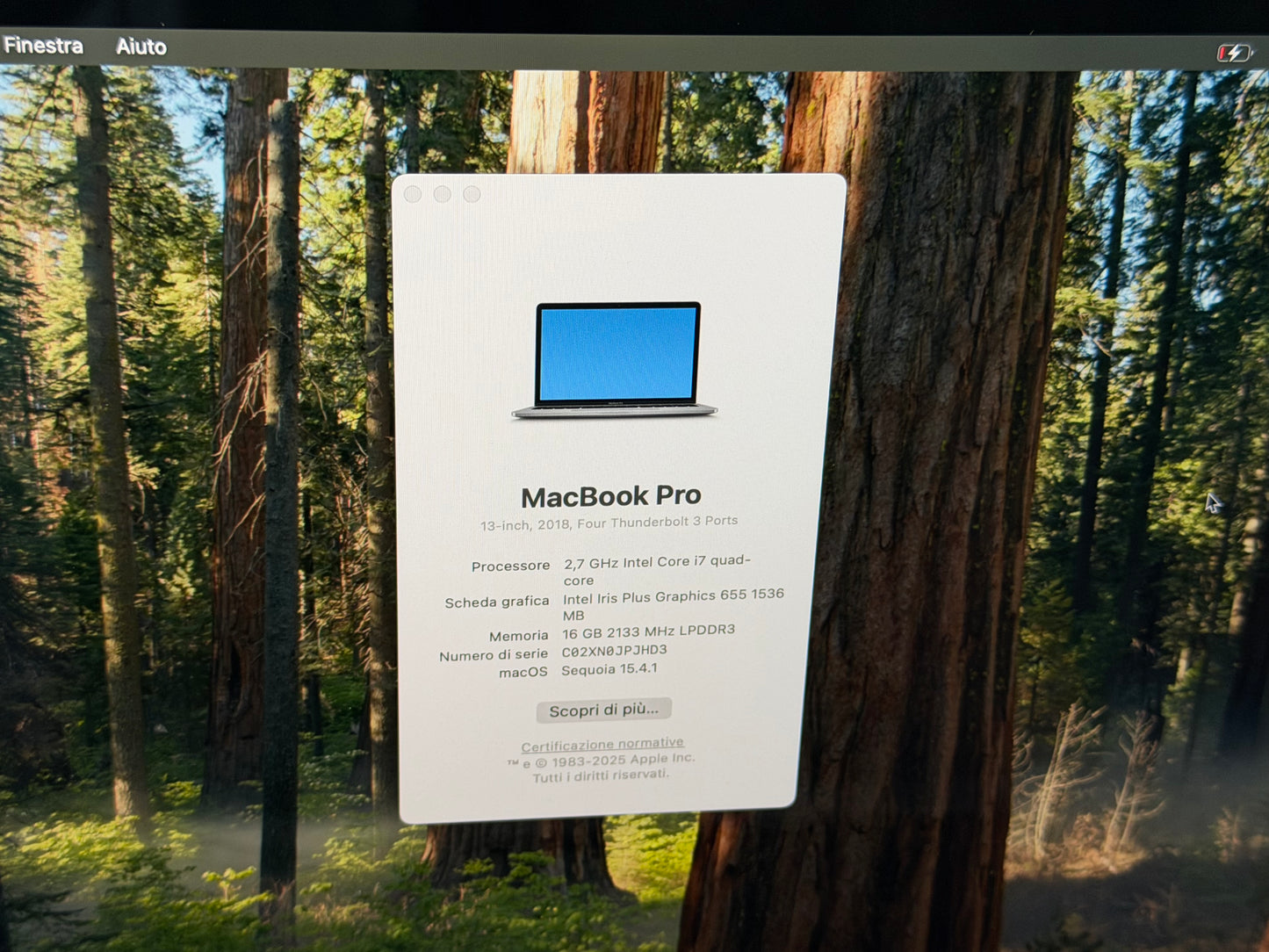 MacBook Pro (2018) [13,3", Touch Bar, Intel Core i7 2,7GHz, 16GB RAM, 512GB SSD, Intel Iris Graphics 655, macOS] Grigio
