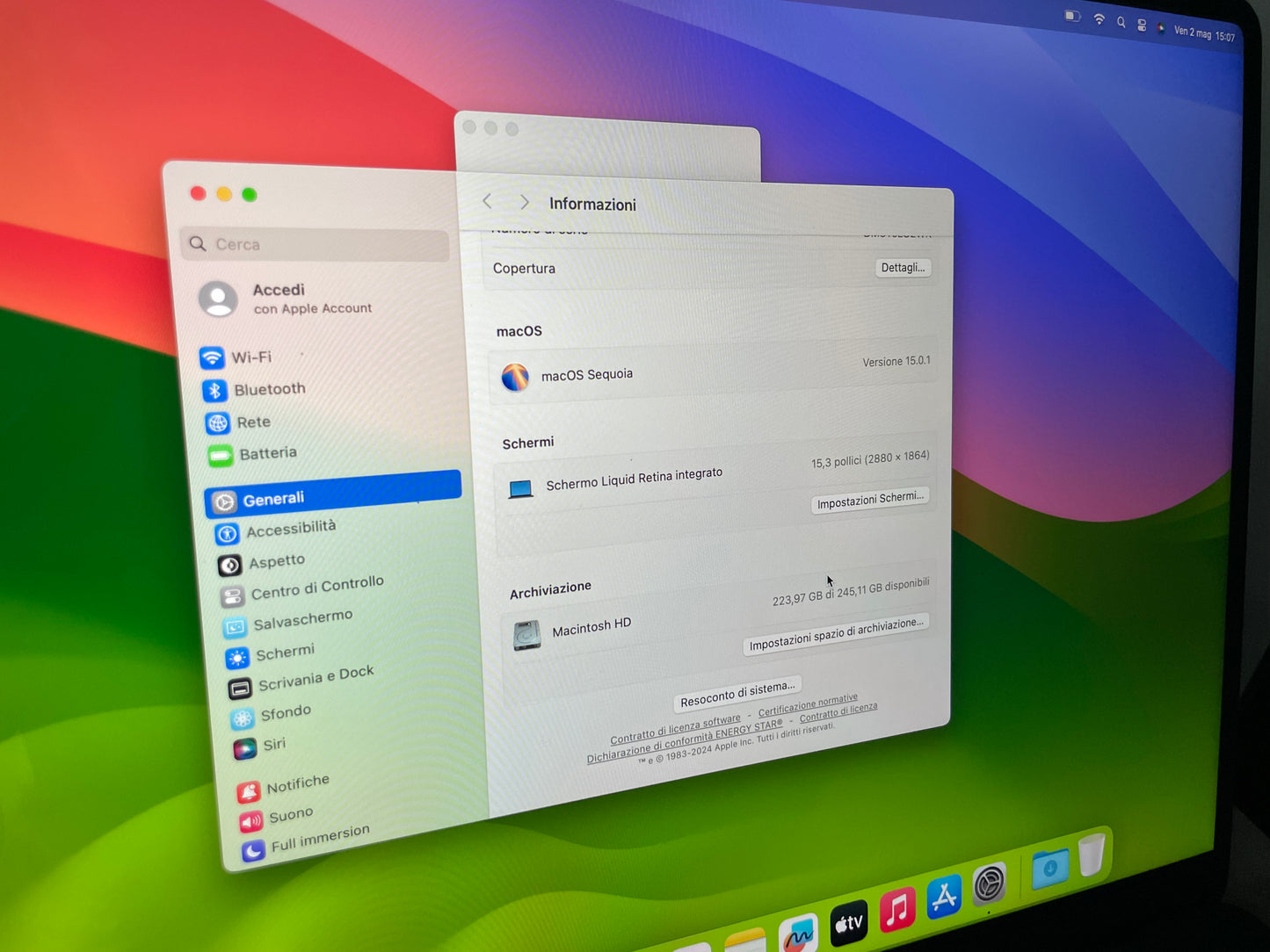 MacBook Air M2 (2023) [15,3”, Liquid Retina, M2, 8-Core CPU, 10-Core GPU, 8GB RAM, 256GB SSD, macOS] Mezzanotte