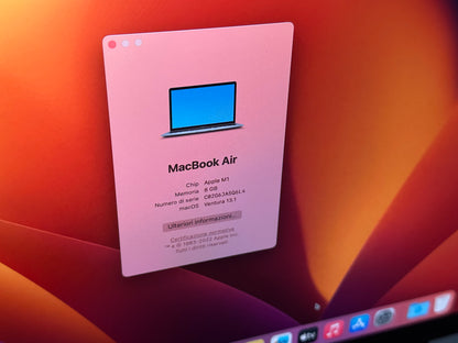 MacBook Air M1 (Late 2020) [13,3", Retina, Apple M1, 8GB RAM, 256GB SSD, Apple 7 Core, macOS] Grigio