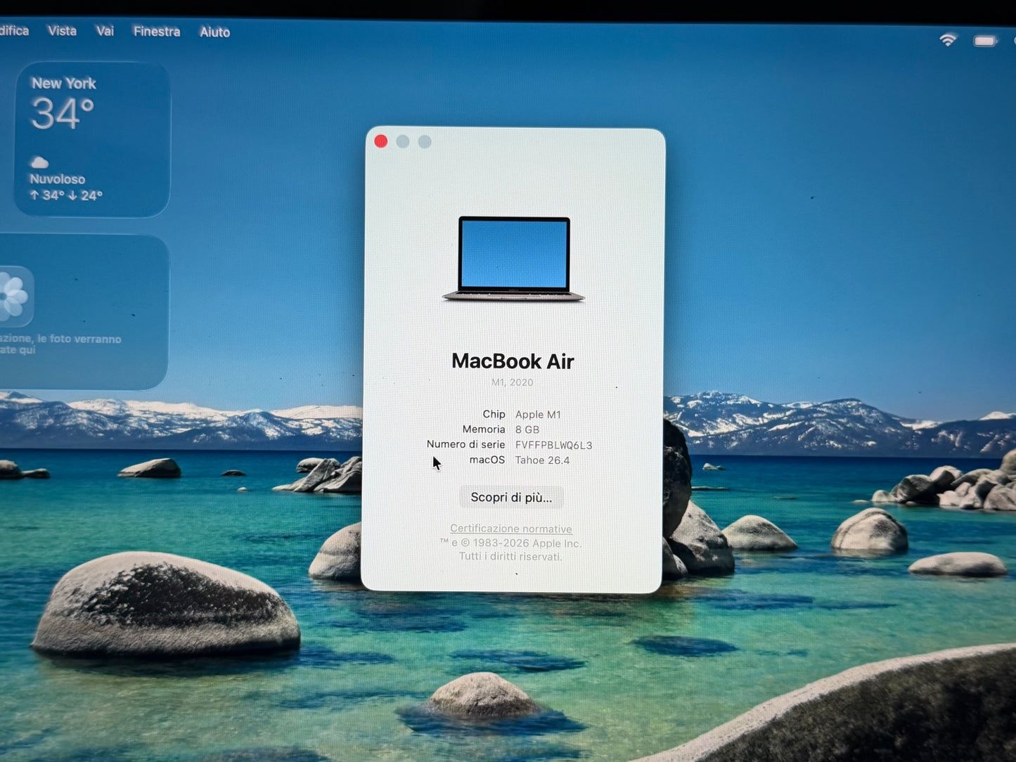 MacBook Air M1 (Late 2020) [13,3", Retina, Apple M1, 8GB RAM, 128GB SSD, Apple 7 Core, macOS] Grigio