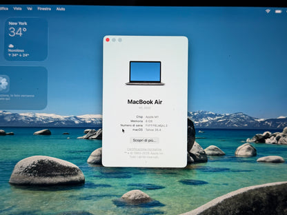 MacBook Air M1 (Late 2020) [13,3", Retina, Apple M1, 8GB RAM, 128GB SSD, Apple 7 Core, macOS] Grigio