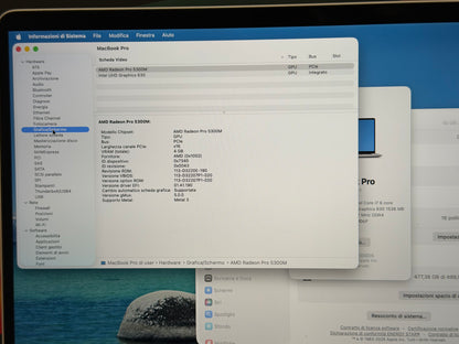 MacBook Pro (2019) [16", Touch Bar, Intel Core i7 2,6GHz, 16GB RAM, 512GB SSD, Intel UHD Graphics 630 + AMD Radeon Pro 5300M, Mac OS] argento