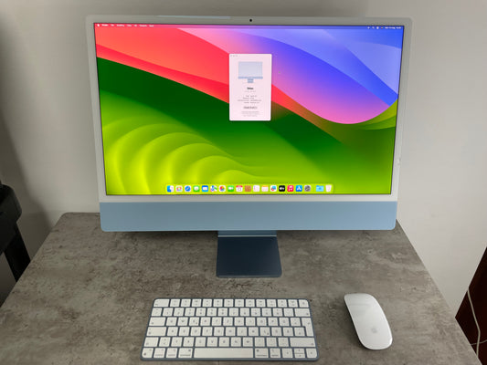 iMac (Mid 2021) [24", Apple M1 8 Core CPU, 8GB RAM, 256GB SSD, Apple 7 Core, macOS] Blu