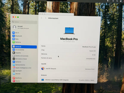 MacBook Pro (2023) [14,2", Apple M3 8 Core, 8GB RAM, 512GB SSD, Apple 10 Core, macOS] argento