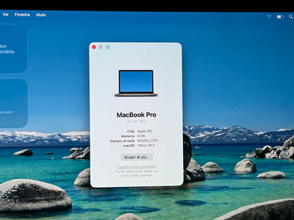MacBook Pro (Mid 2022) [13,3", Liquid Retina, Touch Bar, Apple M2 8-Core 3,2GHz, 8GB RAM, 512GB SSD, Apple 10-Core, macOS] Grigio