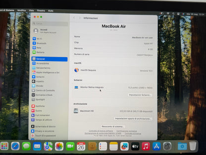 MacBook Air M1 (Late 2020) [13,3", Retina, Apple M1, 8GB RAM, 256GB SSD, Apple 7 Core, macOS] Grigio