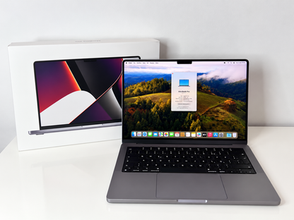 MacBook Pro (2021) [14,2", Apple M1 Pro 8 Core, 16GB RAM, 512GB SSD, Apple 14 Core, macOS] grigio
