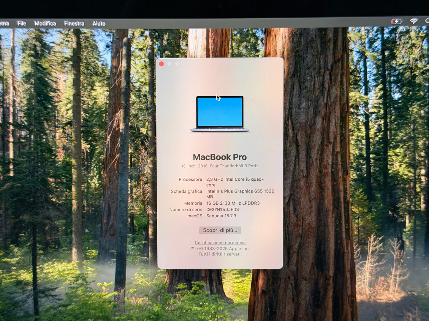 MacBook Pro (2018) [13,3", Touch Bar, Intel Core i5 2,3GHz, 16GB RAM, 512GB SSD, Intel Iris Plus Graphics 655, macOS] argento