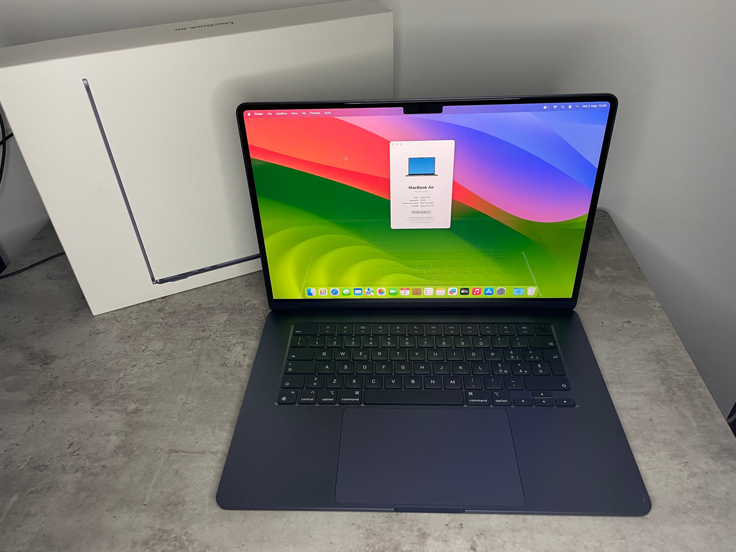MacBook Air M2 (2023) [15,3”, Liquid Retina, M2, 8-Core CPU, 10-Core GPU, 8GB RAM, 256GB SSD, macOS] Mezzanotte