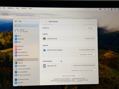 MacBook Air (2018) [13,3", Retina, Intel Core i5 1,6GHz, 8GB RAM, 256GB SSD, Intel UHD Graphics 617, macOS] Grigio