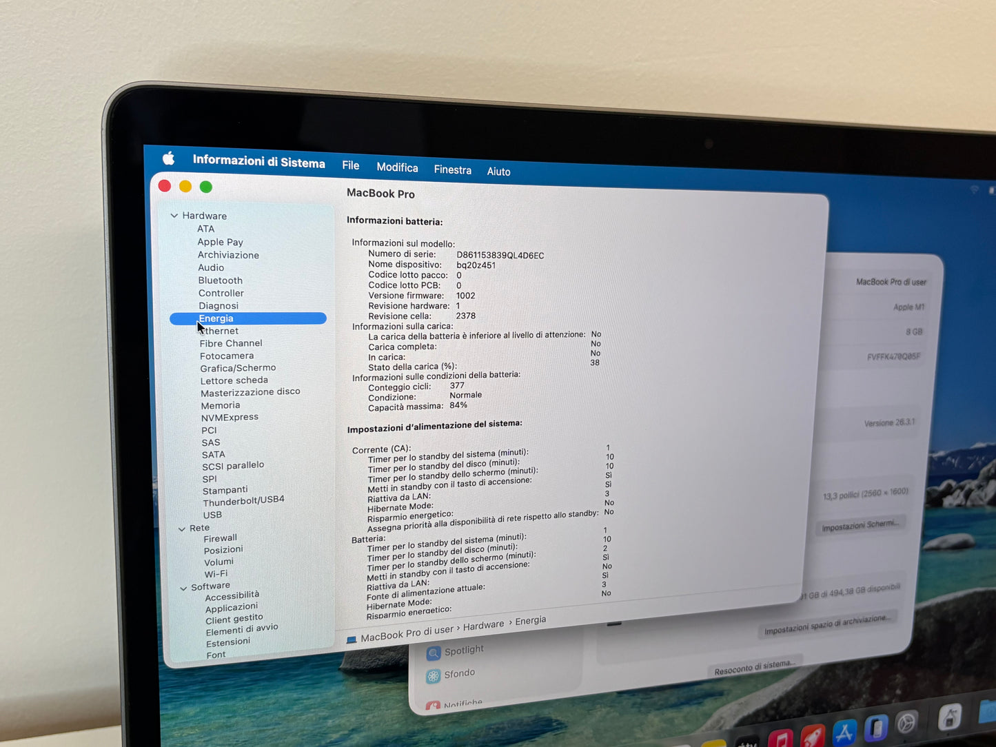 MacBook Pro (2020) M1 [13,3", Touch Bar, Apple M1 3,2GHz, 8GB RAM, 512GB SSD, Apple 8 Core, macOS] Grigio
