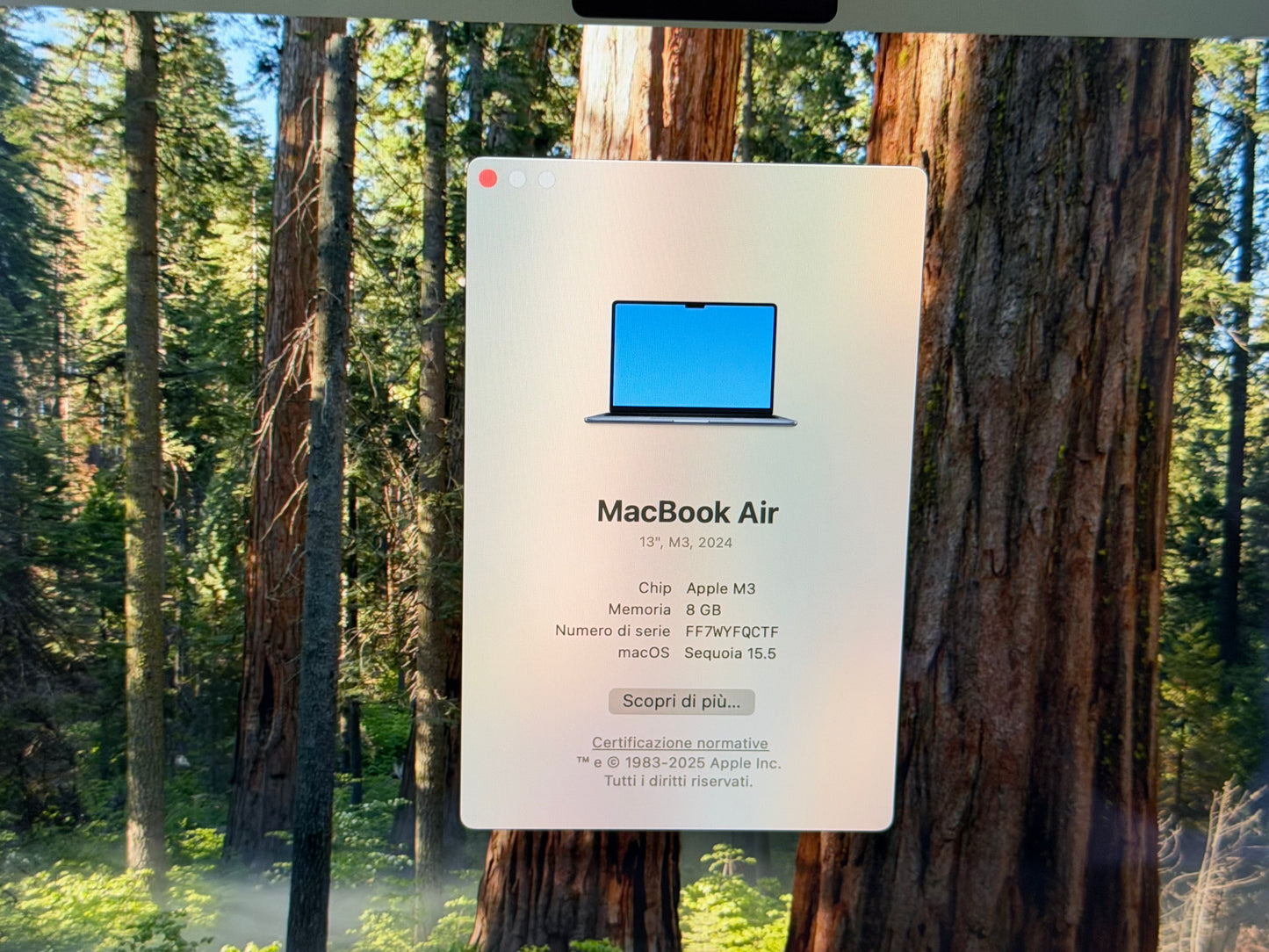 MacBook Air (2024) [13,6", M3 8-Core, 8GB RAM, 256GB SSD, 8-Core GPU, macOS] Mezzanotte