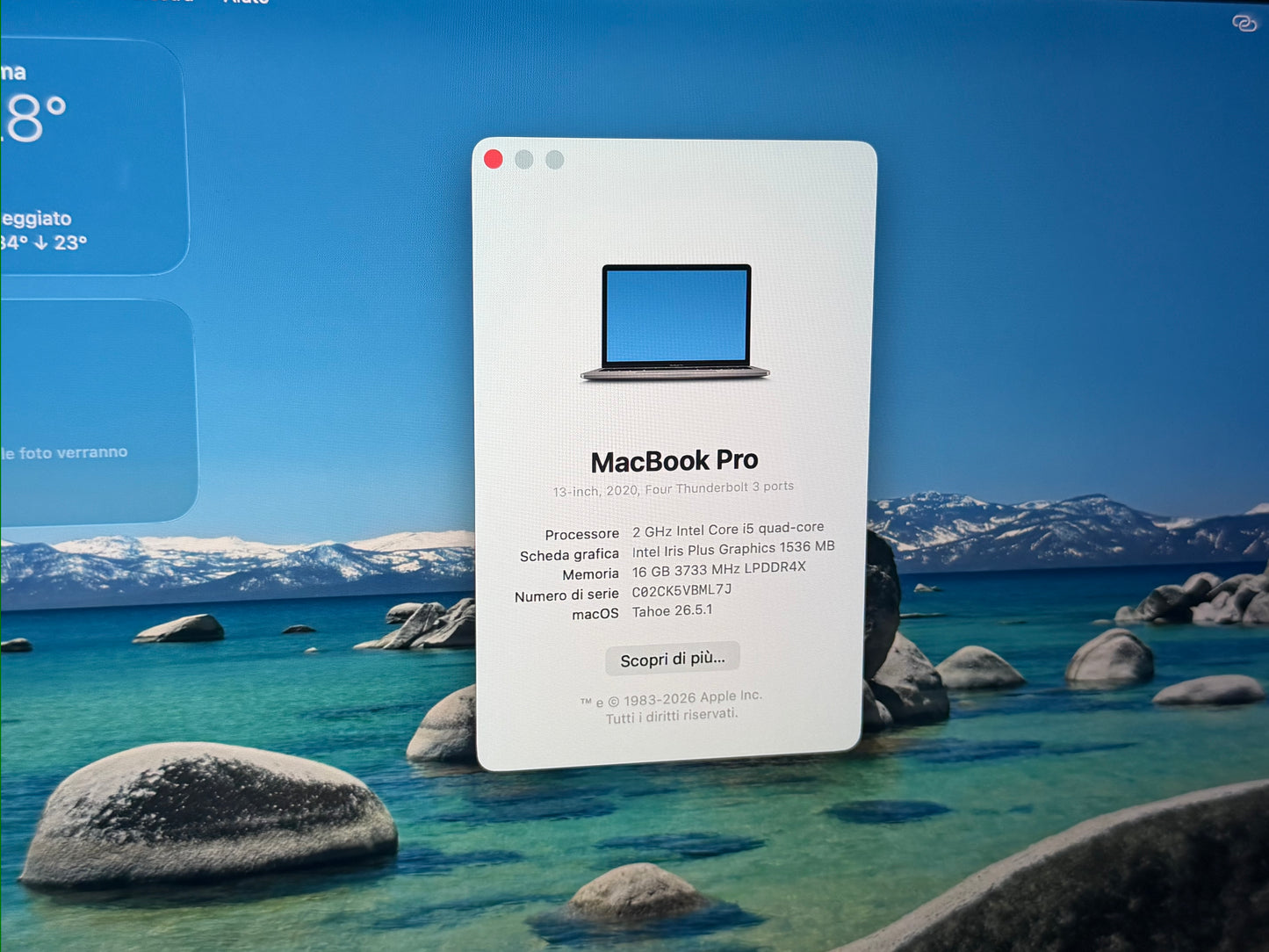 MacBook Pro (2020) [13,3", Touch Bar, Intel Core i5 2,0GHz, 16GB RAM, 1TB SSD, Intel Iris Plus Graphics, macOS] grigio