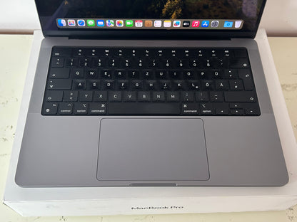 MacBook Pro (2021) [14,2", Apple M1 Pro 8 Core, 16GB RAM, 512GB SSD, Apple 14 Core, macOS] grigio