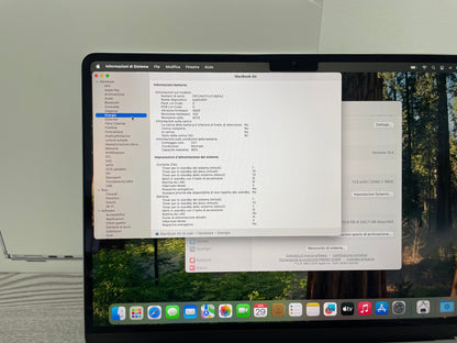 MacBook Air (2022) [13,6'', Liquid Retina, M2 8-Core 3,2GHz, 8GB RAM, 256GB SSD, 8-Core GPU, macOS] Argento