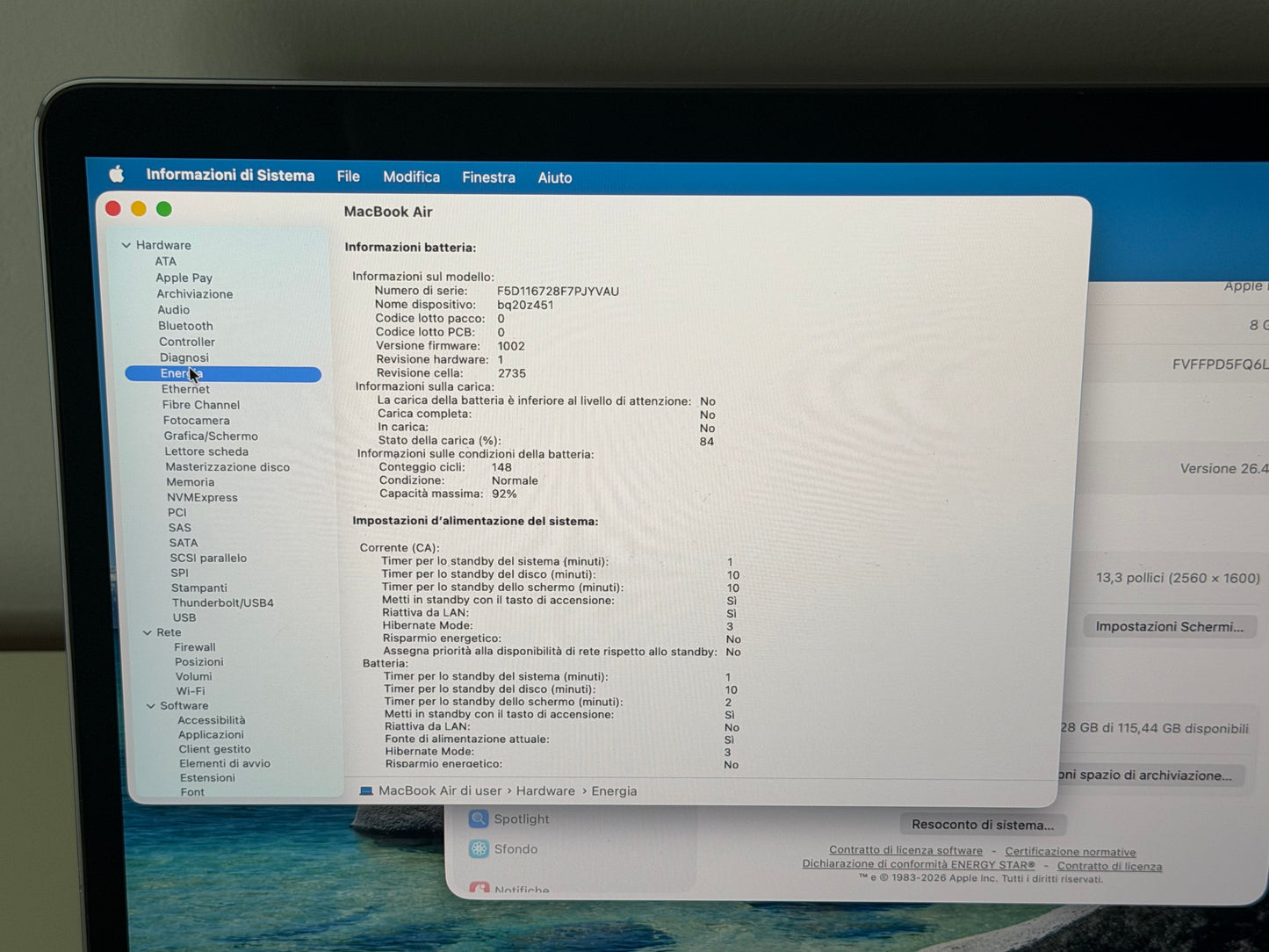MacBook Air M1 (Late 2020) [13,3", Retina, Apple M1, 8GB RAM, 128GB SSD, Apple 7 Core, macOS] Grigio