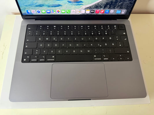MacBook Pro (2021) [14,2", Apple M1 Pro 8 Core, 16GB RAM, 512GB SSD, Apple 14 Core, macOS] grigio