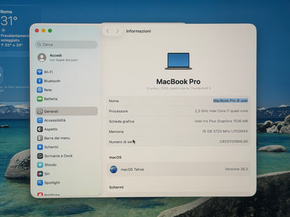 MacBook Pro (2020) [13,3", Touch Bar, Intel Core i7 2,3GHz, 16GB RAM, 512GB SSD, Intel Iris Plus Graphics, macOS] Grigio
