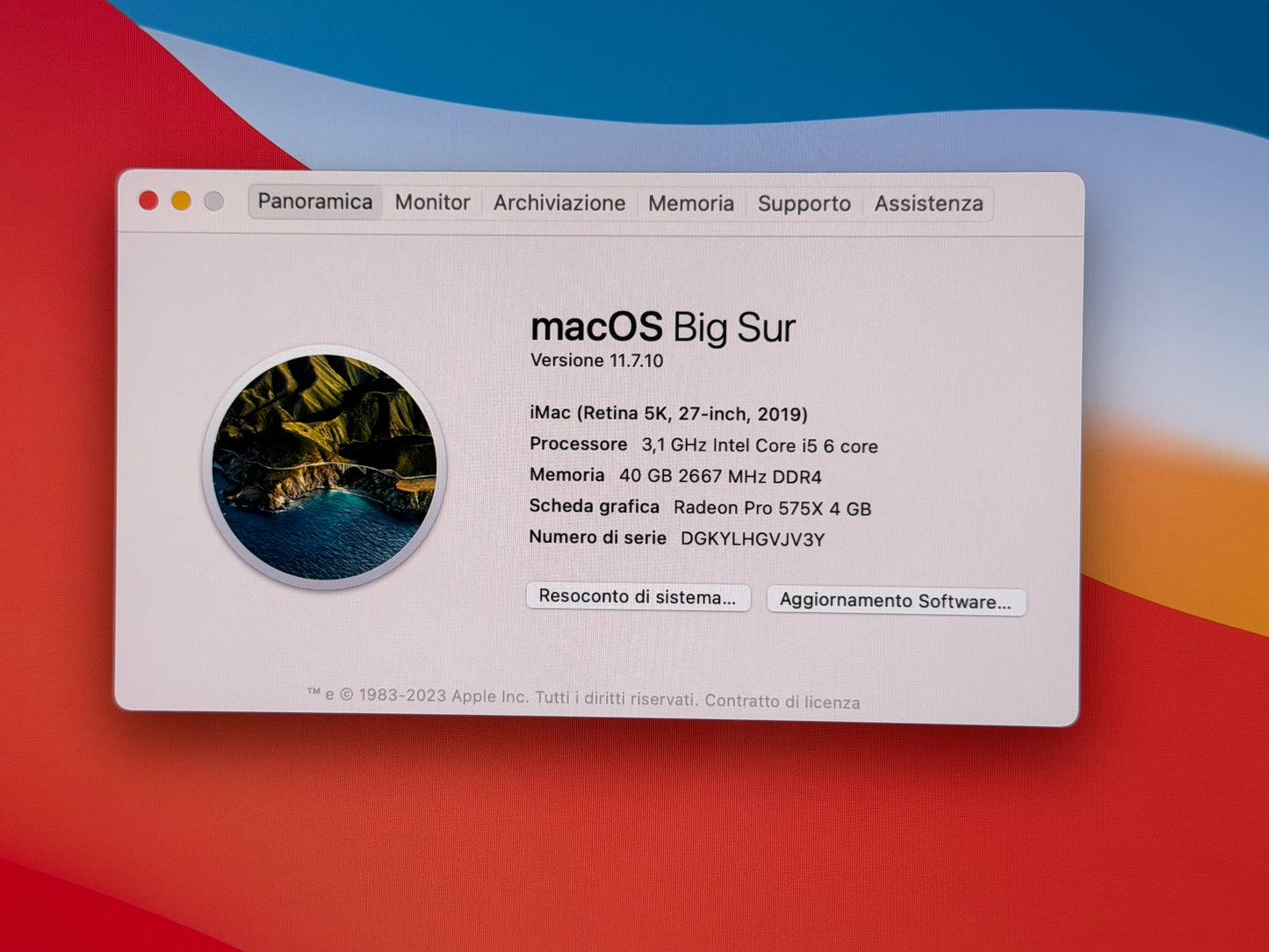 iMac (2019) [27", 5K, Retina, Intel Core i5 3,1GHz, 40GB RAM, 256GB SSD, AMD Radeon Pro 575X, Mac OS] argento