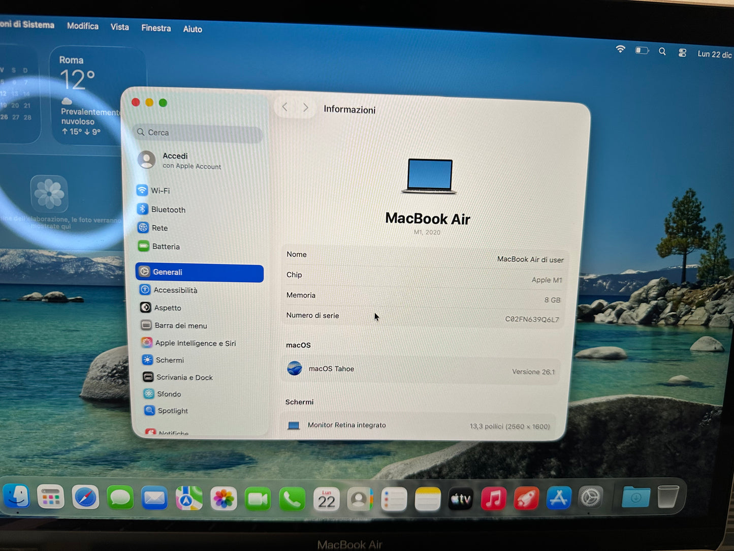 MacBook Air M1 (Late 2020) [13,3", Retina, Apple M1, 8GB RAM, 256GB SSD, Apple 7 Core, macOS] Argento