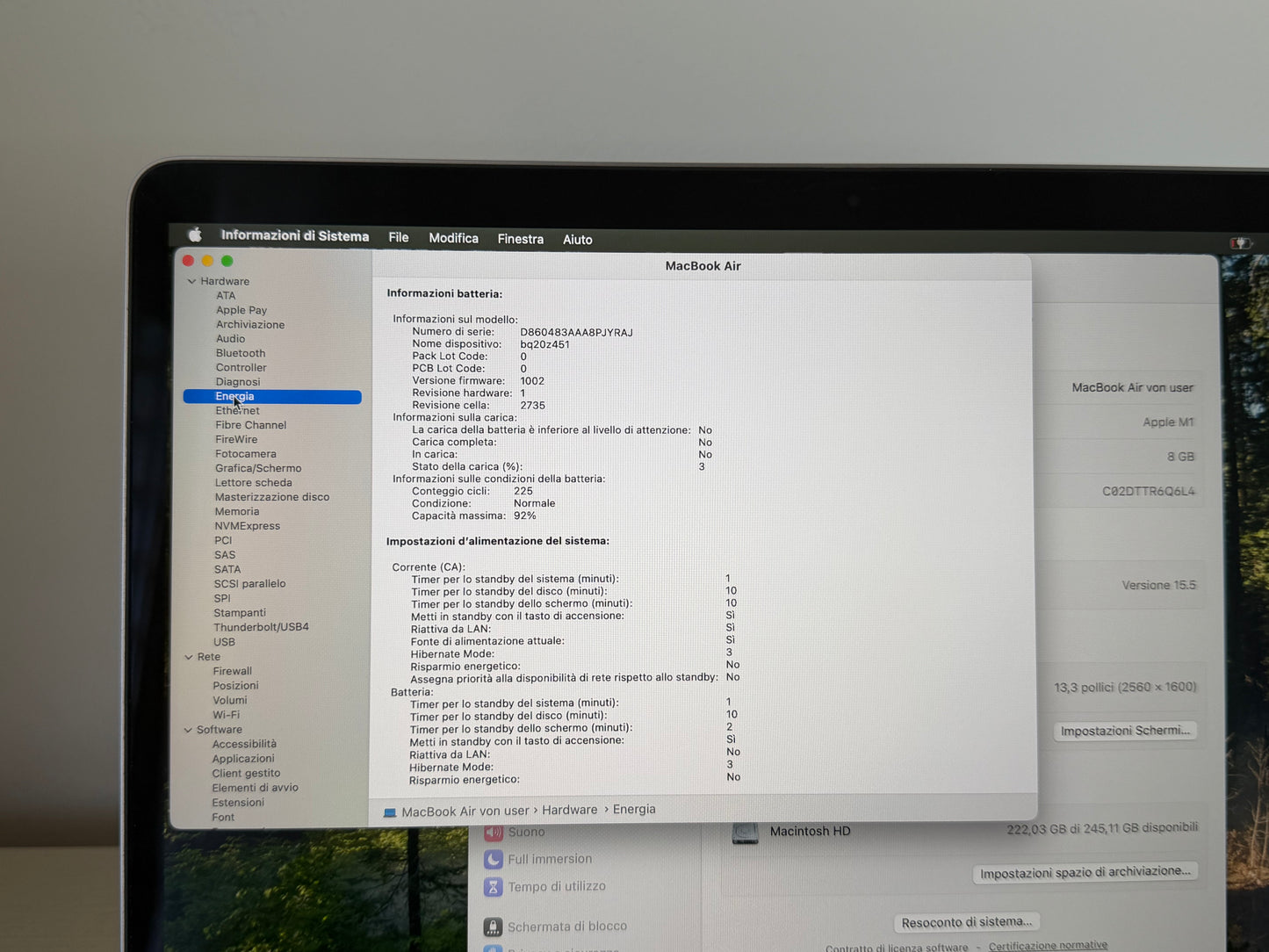 MacBook Air M1 (Late 2020) [13,3", Retina, Apple M1, 8GB RAM, 256GB SSD, Apple 7 Core, macOS] Grigio