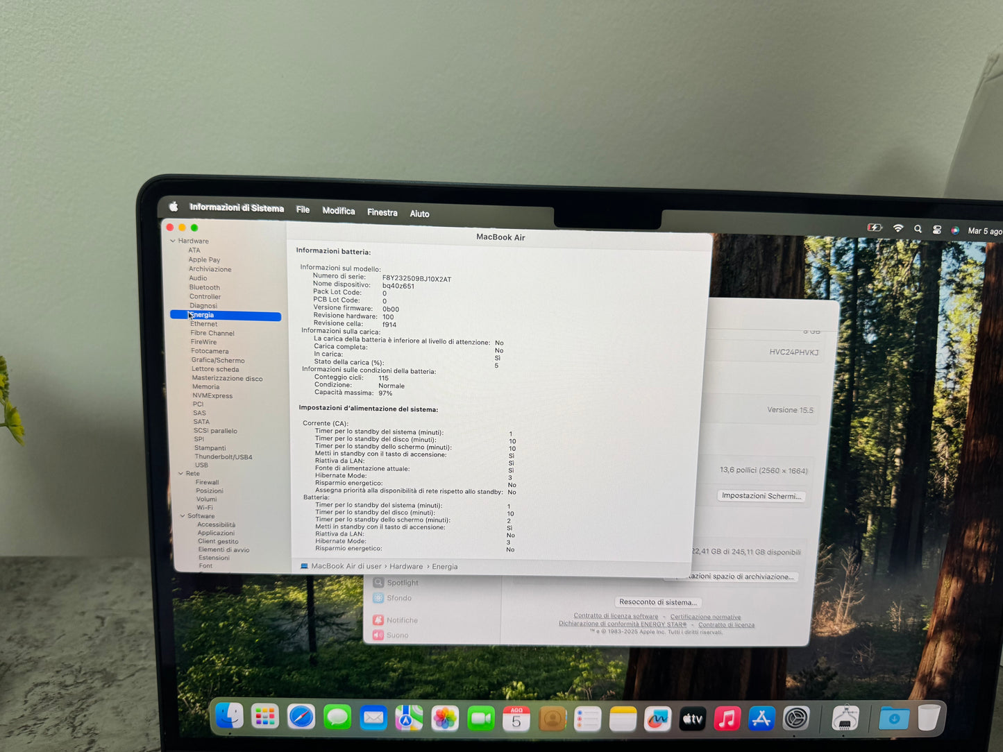 MacBook Air (2022) [13,6" Retina, M2 8 Core 3,2GHz, 8GB RAM, 256GB SSD, 8-CoreGPU, macOS] mezzanotte