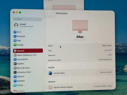 iMac (Mid 2021) [24", Apple M1 8 Core CPU, 8GB RAM, 256GB SSD, Apple 8 Core, macOS] rosa